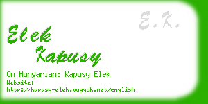 elek kapusy business card